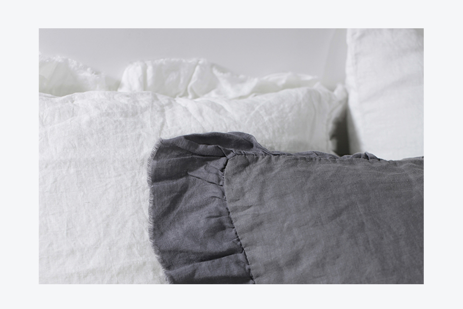 100% nature linen pillowcase with ruffle/flange
