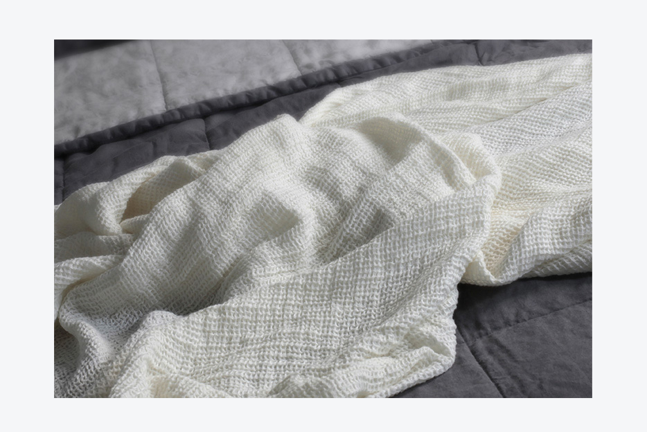 100% pure French linen waffle blanket  